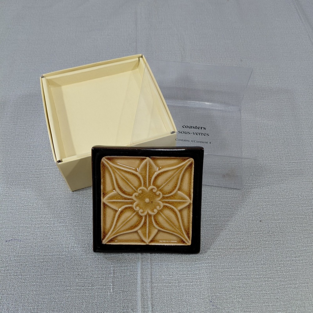 Pier 1 Imports Sous-verres Coasters 4-Pack Medallion Crackle Glaze Finish